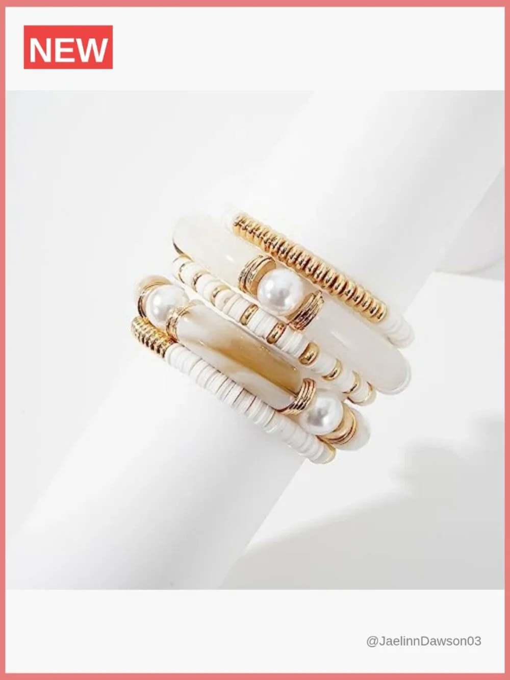 Chunky Bamboo Acrylic Tube Stretch Bangle Bracelet Set Gold Plated Beaded